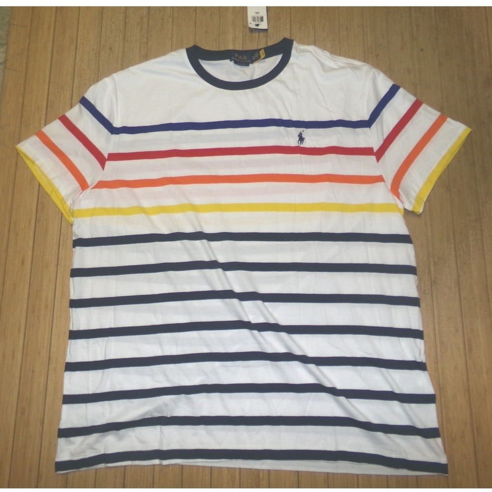 Polo Ralph Lauren Mens XXL Multi Color Striped Classic Fit Crew Neck T-Shirt NWT